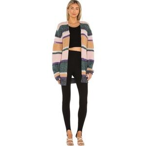 Veronica Beard Elizabeth Striped Cardigan Sweater Knit Cotton Wool Cashmere